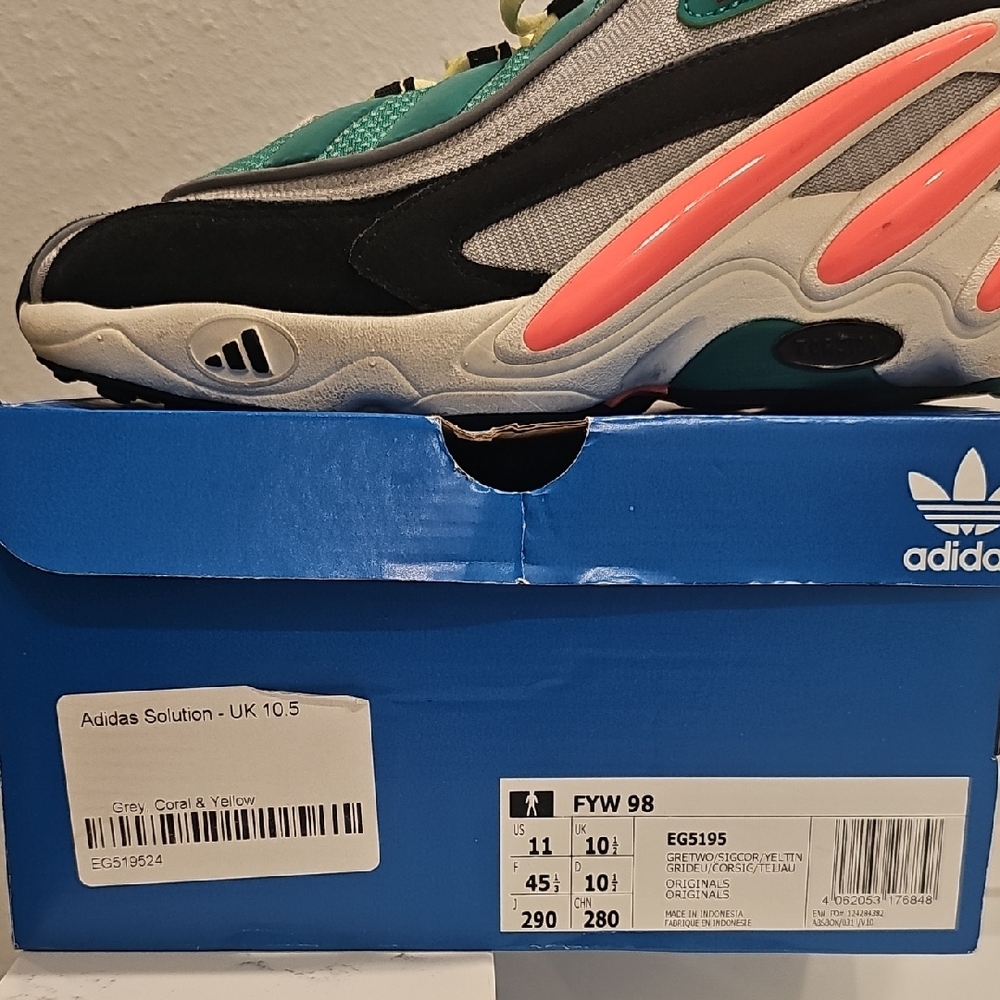 Adidas FYW 98 Coral and Green Sneakers